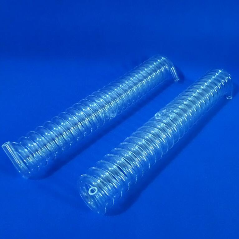 Issiqlikka chidamli spiral kvarts shisha trubkasi